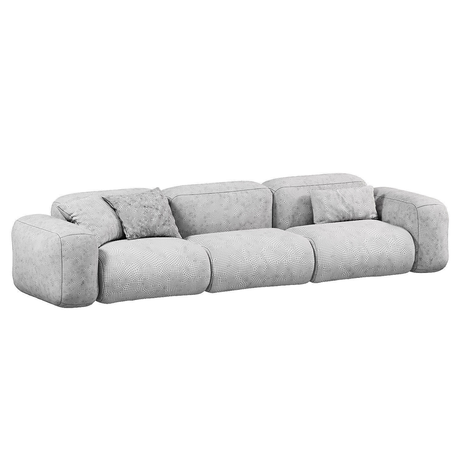 Beige Microfiber Modern Sofa Low-poly 3D model_4