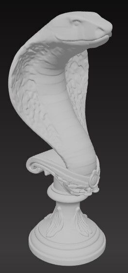 Victorian Style Cobra Snake Sculpture 3D Model STL FBX OBJ GLB 3D print model_1