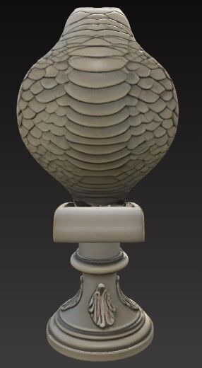 Victorian Style Cobra Snake Sculpture 3D Model STL FBX OBJ GLB 3D print model_11