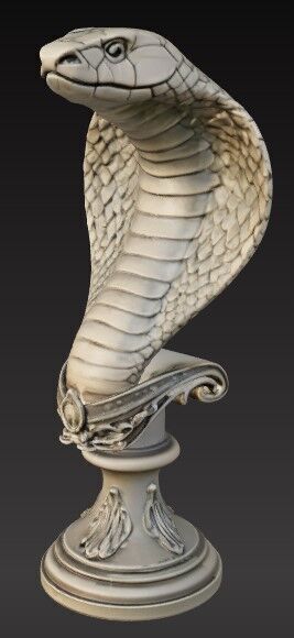 Victorian Style Cobra Snake Sculpture 3D Model STL FBX OBJ GLB 3D print model_8