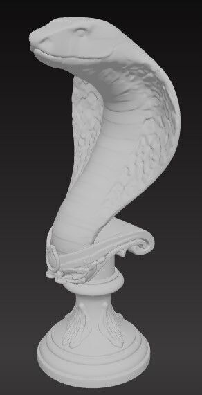 Victorian Style Cobra Snake Sculpture 3D Model STL FBX OBJ GLB 3D print model_6