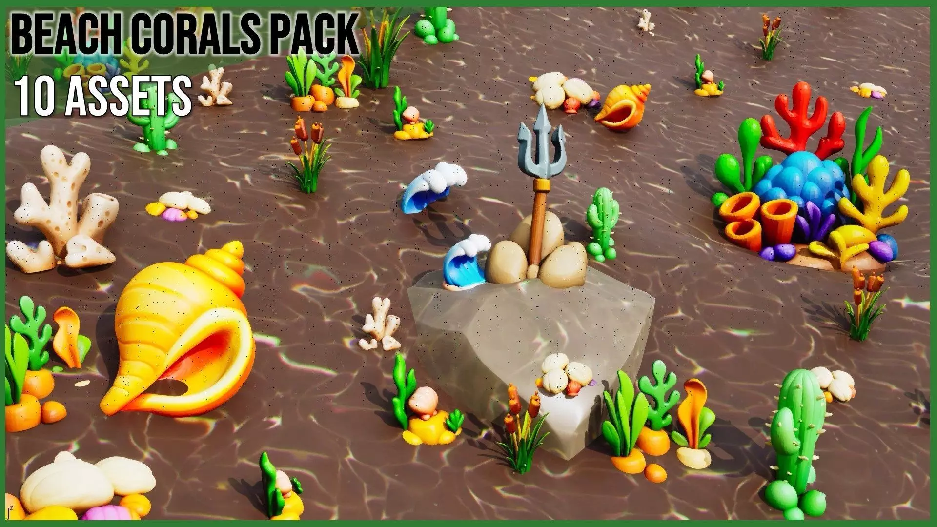 Beach Corals Low-poly 3D model_0