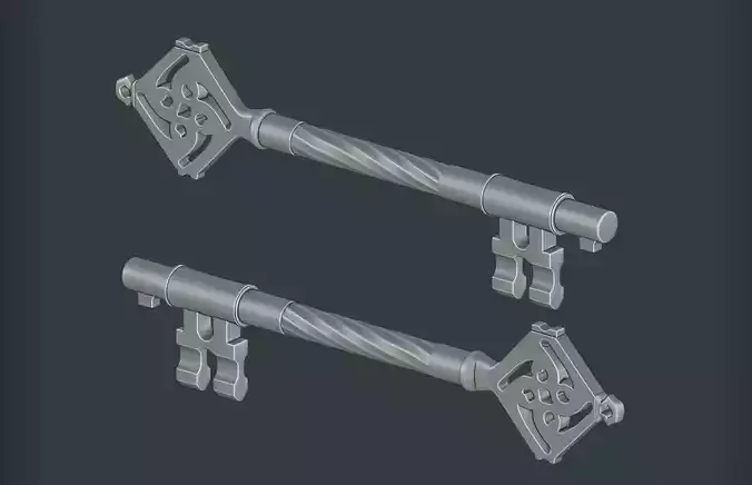 Medieval Ornate Key 3D Model  Game Asset