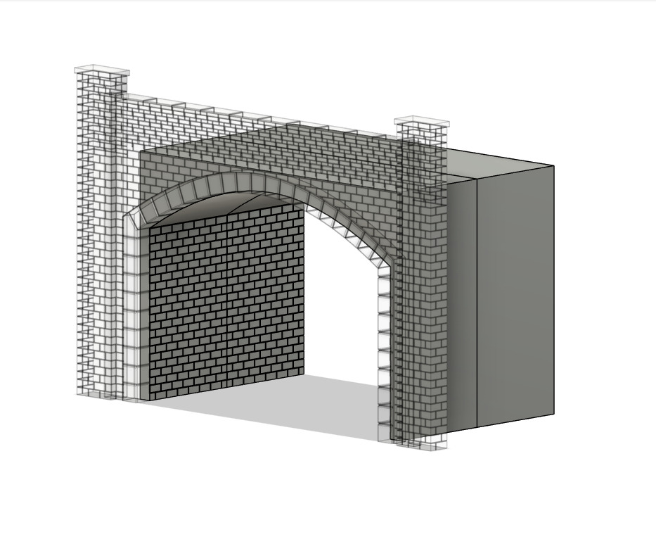Model Railway Double Track Tunnel Internal Arches Add On 3D print model_5