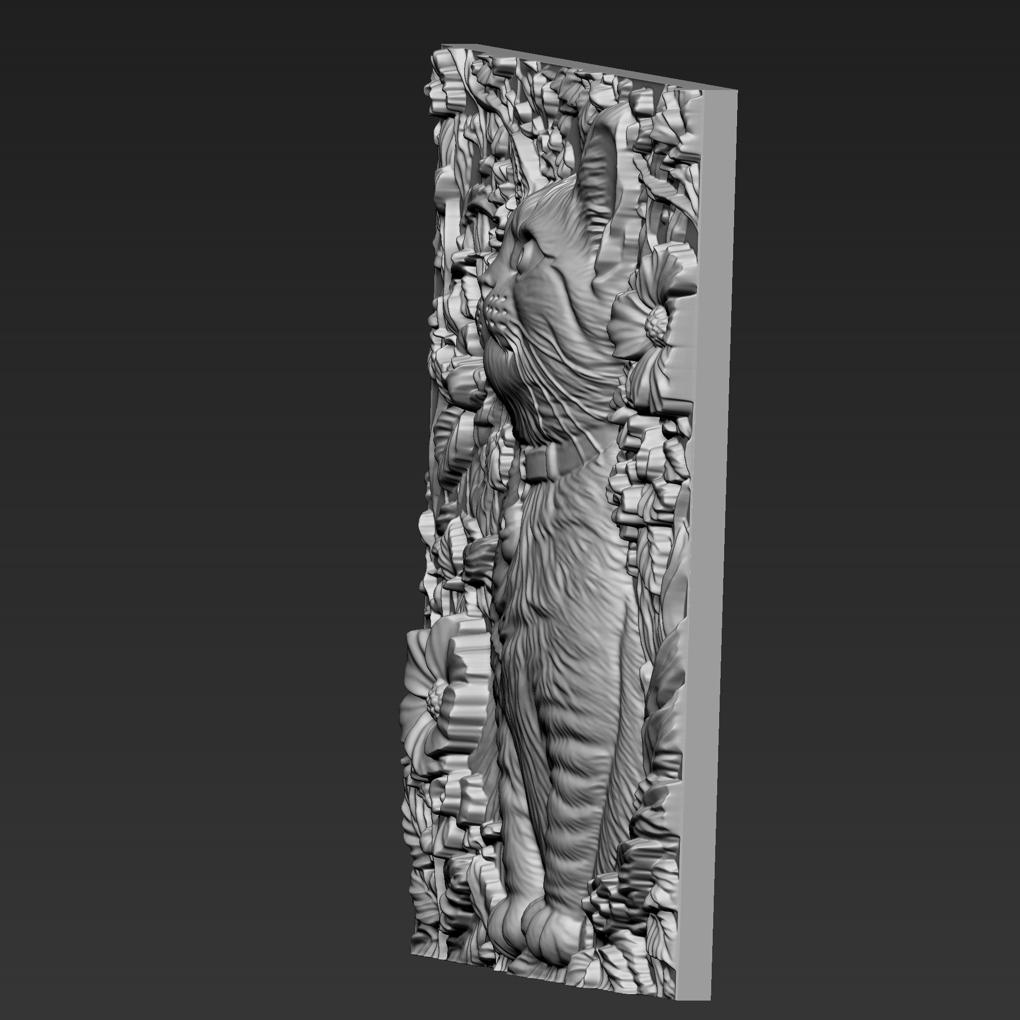 Cat and Flowers A35 3D print model_3