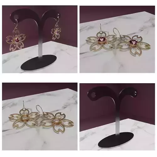 Sakura Blossom Earrings Complete 3D Model Collection