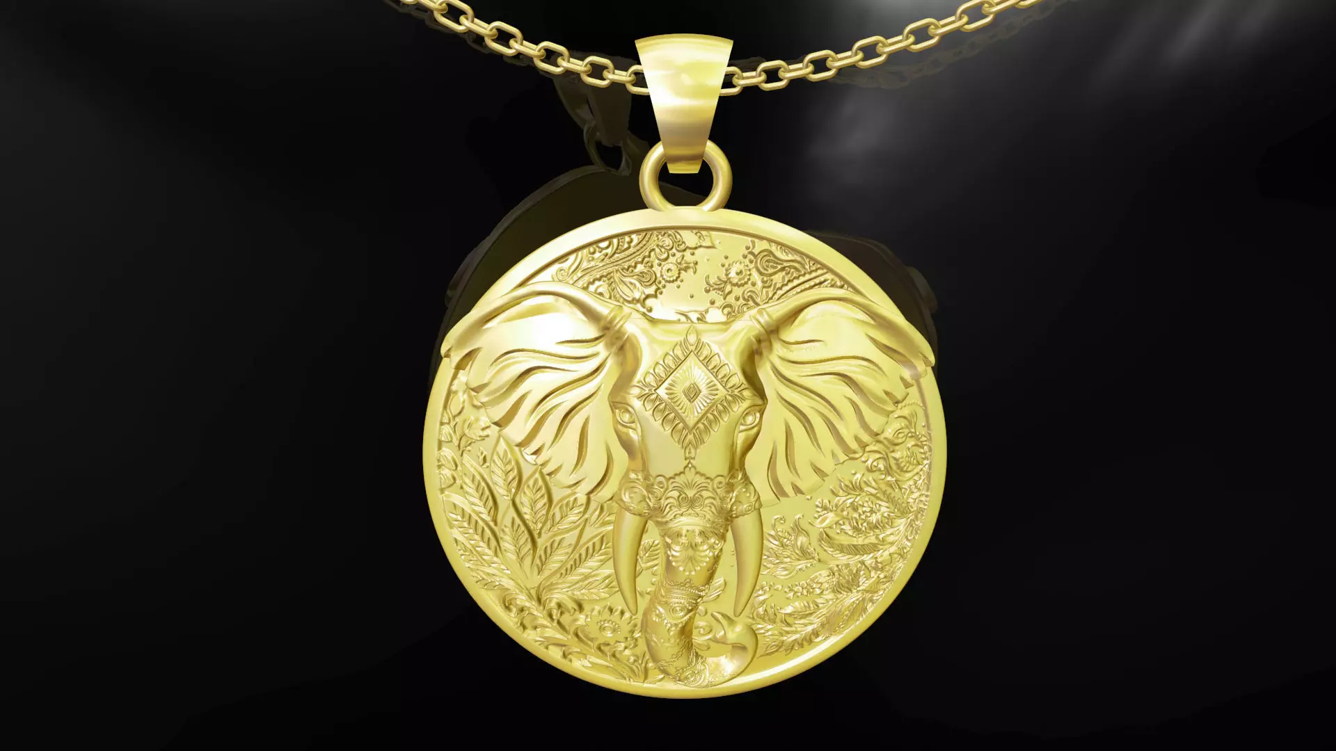 Elephant Head pendant jewelry gold 3D print model