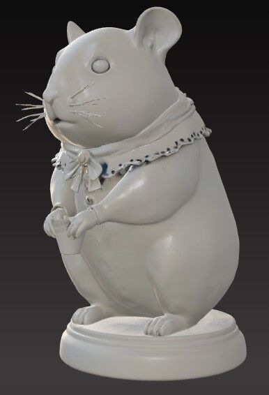 Victorian Style Mouse Sculpture 3D Model STL FBX OBJ GLB 3D print model_7