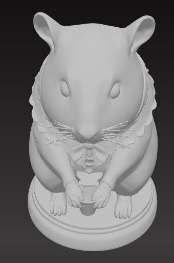 Victorian Style Mouse Sculpture 3D Model STL FBX OBJ GLB 3D print model_1