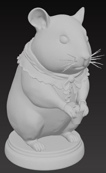 Victorian Style Mouse Sculpture 3D Model STL FBX OBJ GLB 3D print model_3