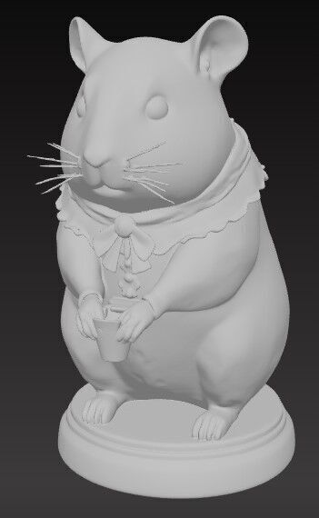 Victorian Style Mouse Sculpture 3D Model STL FBX OBJ GLB 3D print model_4