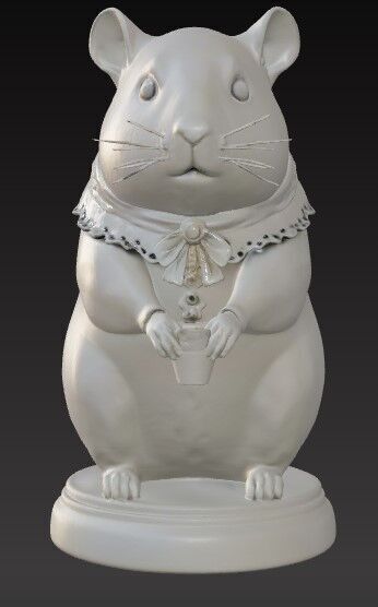 Victorian Style Mouse Sculpture 3D Model STL FBX OBJ GLB 3D print model_6