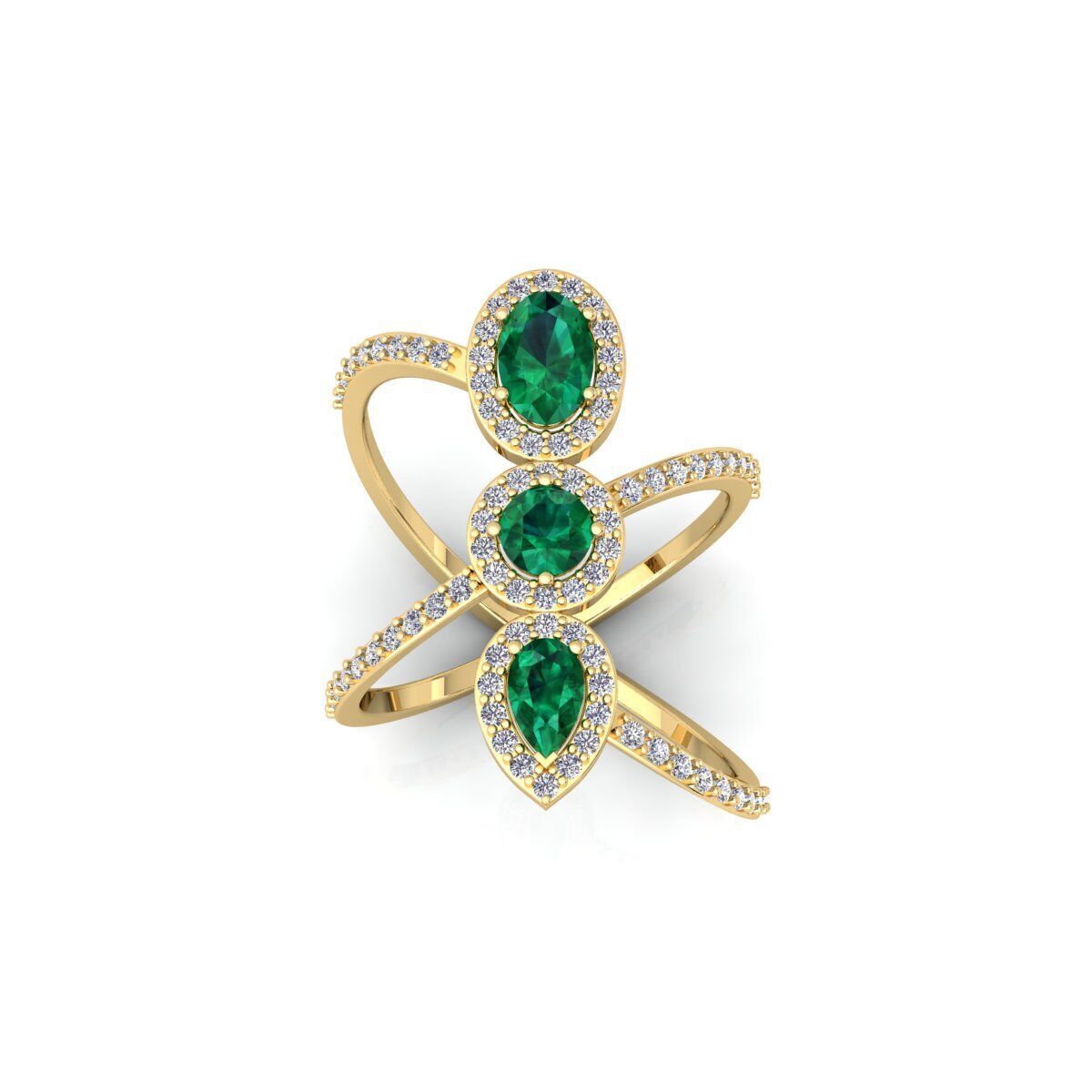 Fancy Gemstone Ring 19 3d Model and Render 3D print model 3D print model_1