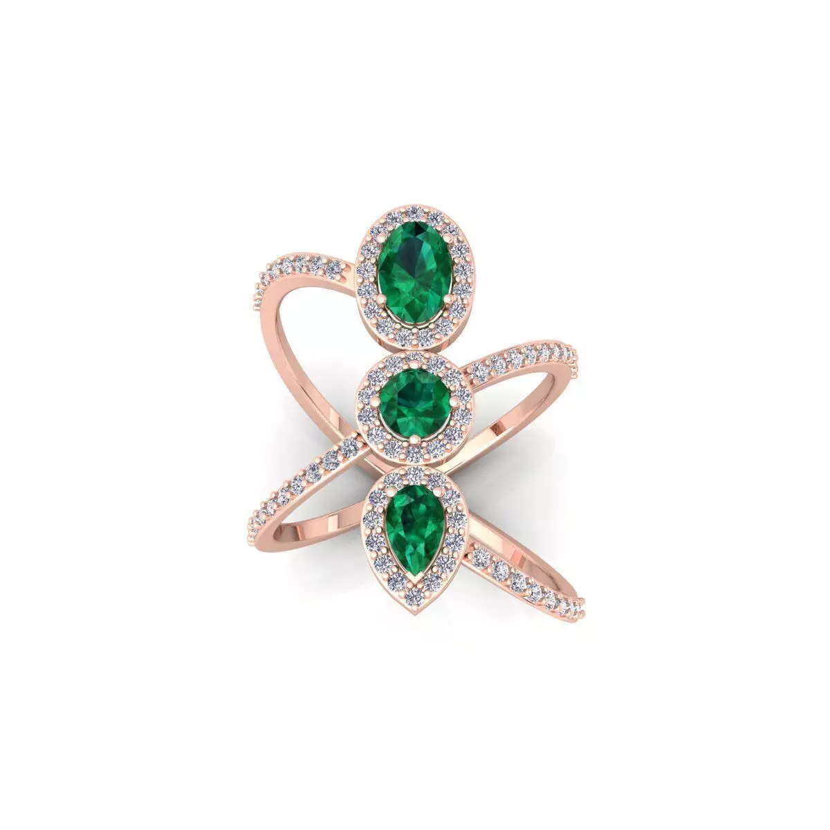 Fancy Gemstone Ring 19 3d Model and Render 3D print model 3D print model_0