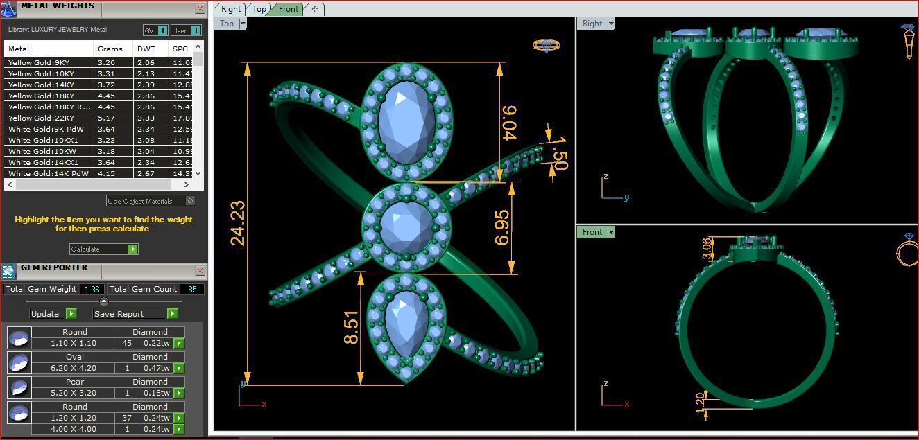 Fancy Gemstone Ring 19 3d Model and Render 3D print model 3D print model_9