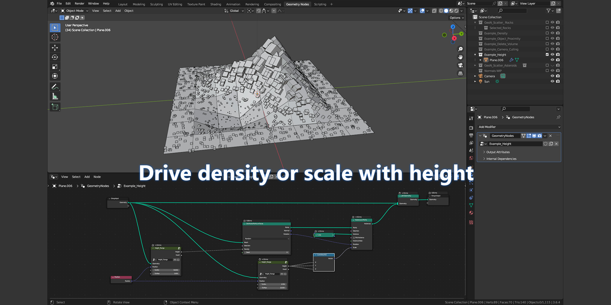 Blender Geometry Nodes Scatter Rocks Low-poly 3D model_5