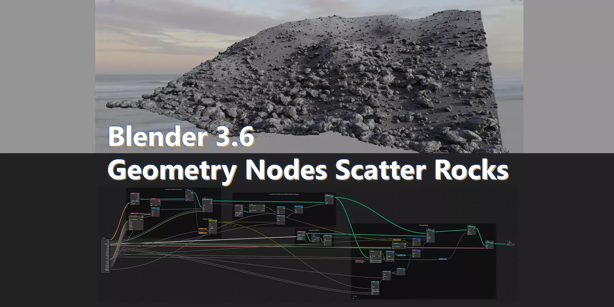 Blender Geometry Nodes Scatter Rocks Low-poly 3D model_0