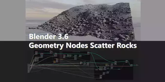 Blender Geometry Nodes Scatter Rocks Low-poly 3D model