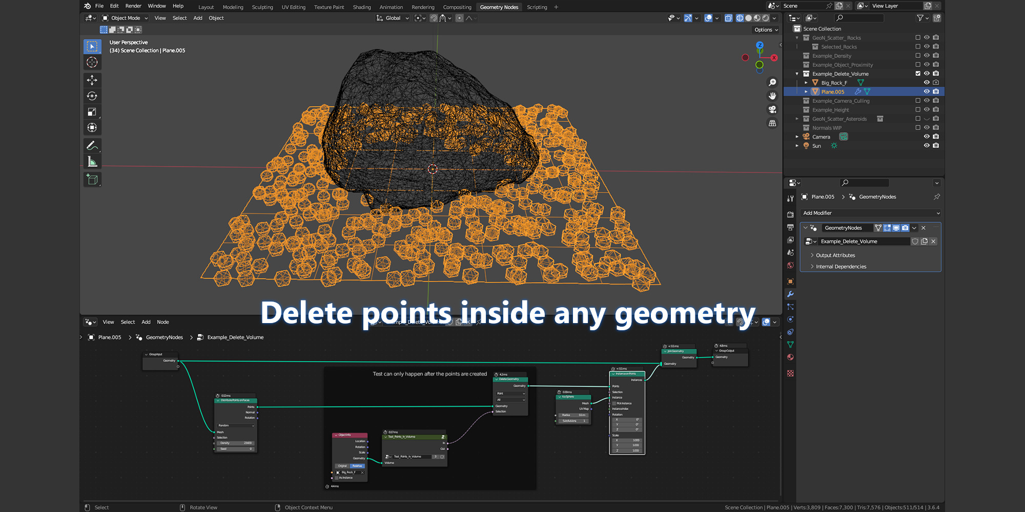 Blender Geometry Nodes Scatter Rocks Low-poly 3D model_4