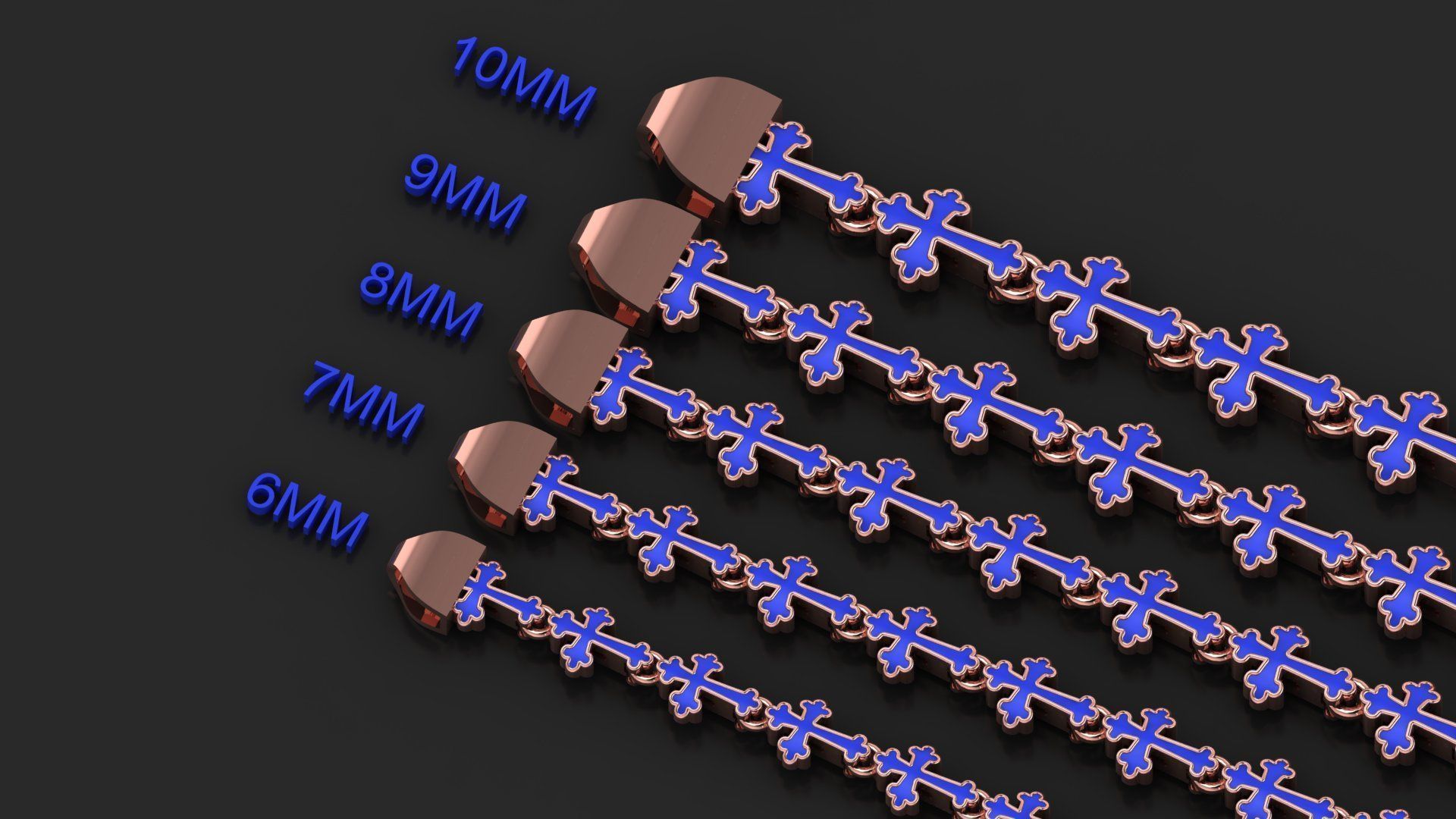 5 Size Premium Jesus Cross 3D Bracelet 3D Model Collection_7