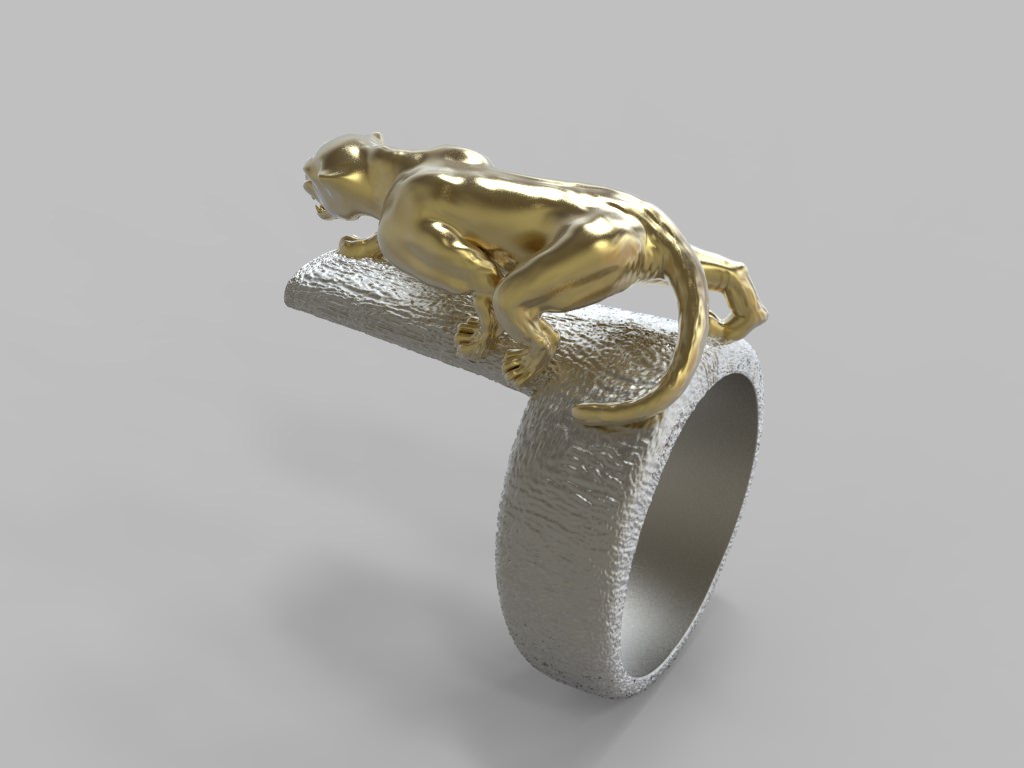 Ring Wild Cat STL 3D print model_4