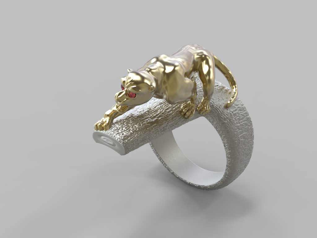 Ring Wild Cat STL 3D print model_2