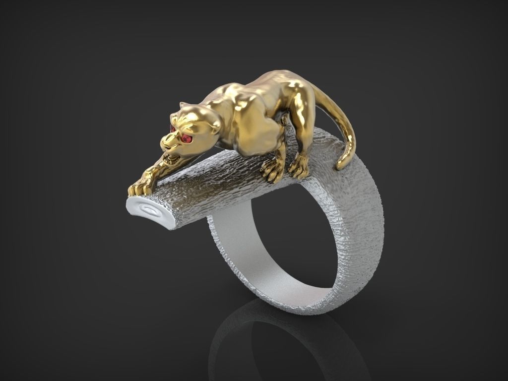 Ring Wild Cat STL 3D print model_0