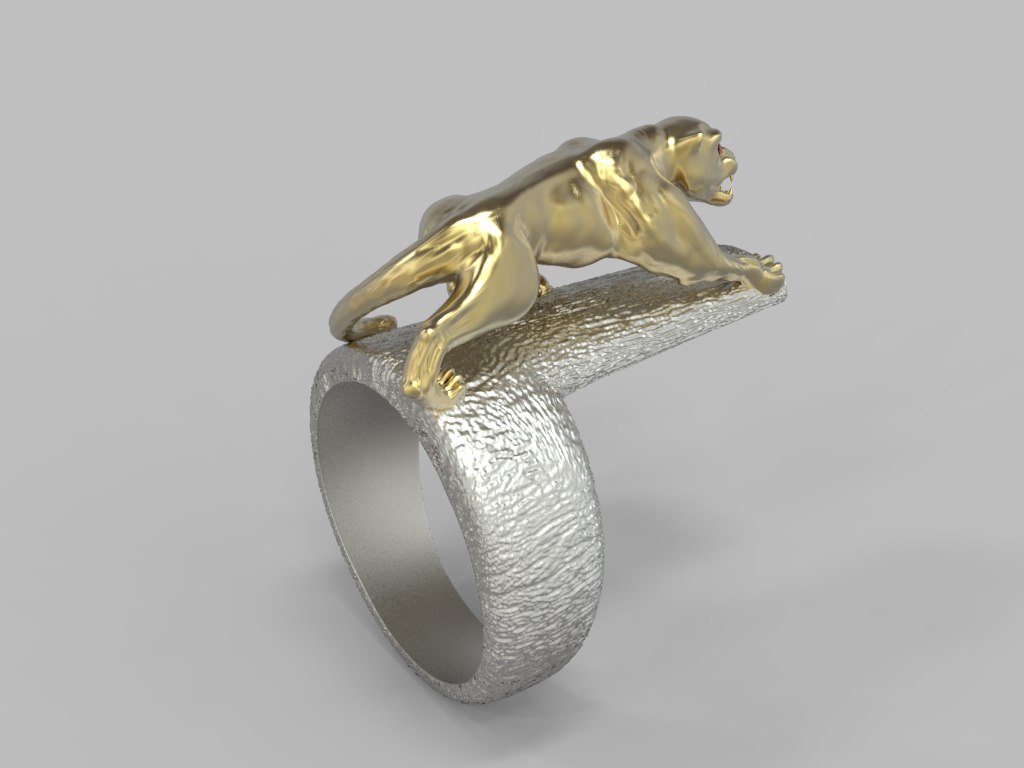 Ring Wild Cat STL 3D print model_5