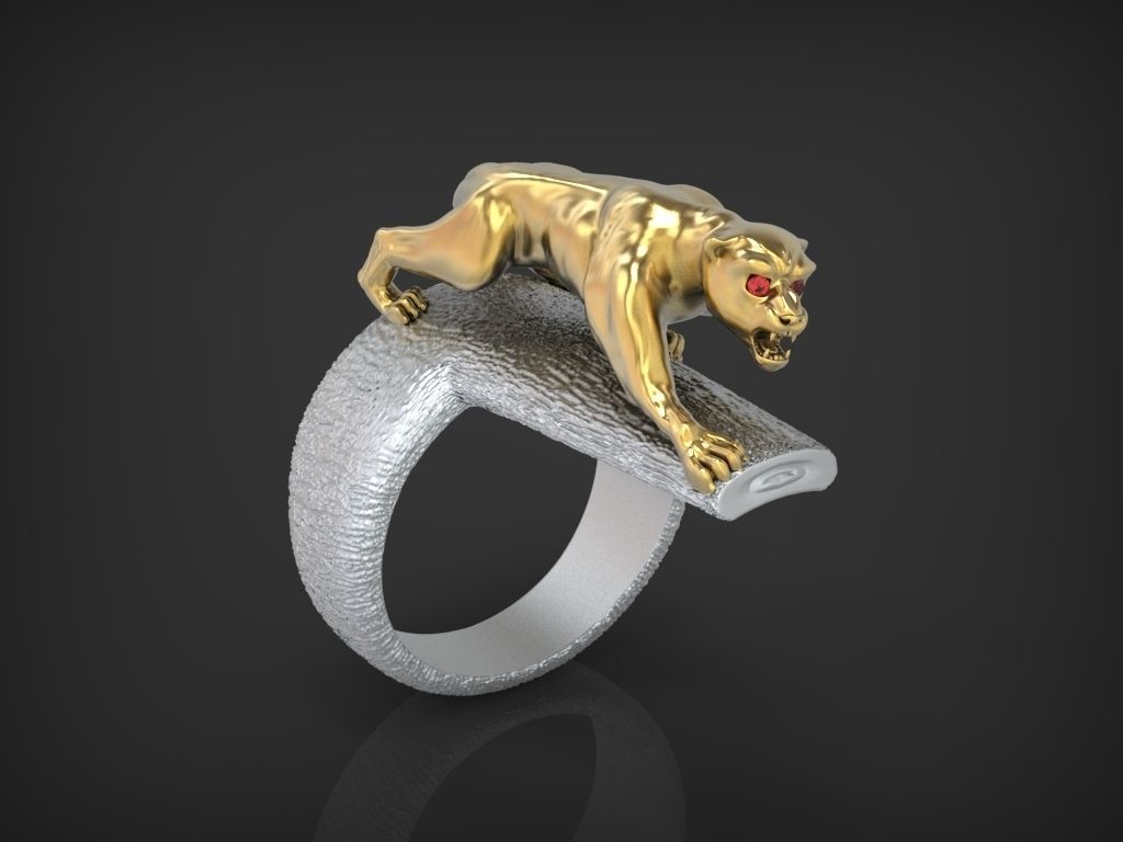 Ring Wild Cat STL 3D print model_1