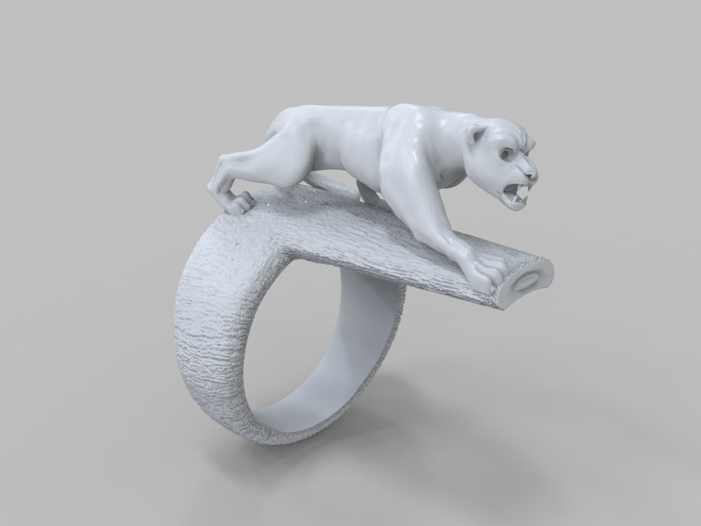 Ring Wild Cat STL 3D print model_6
