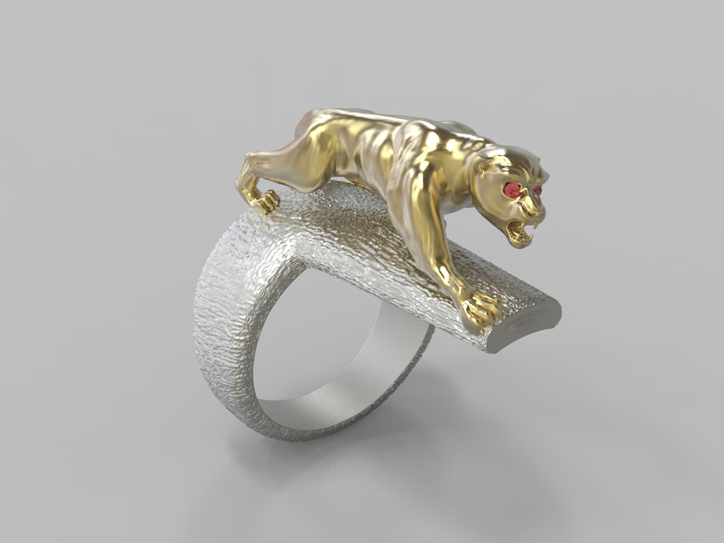 Ring Wild Cat STL 3D print model_3