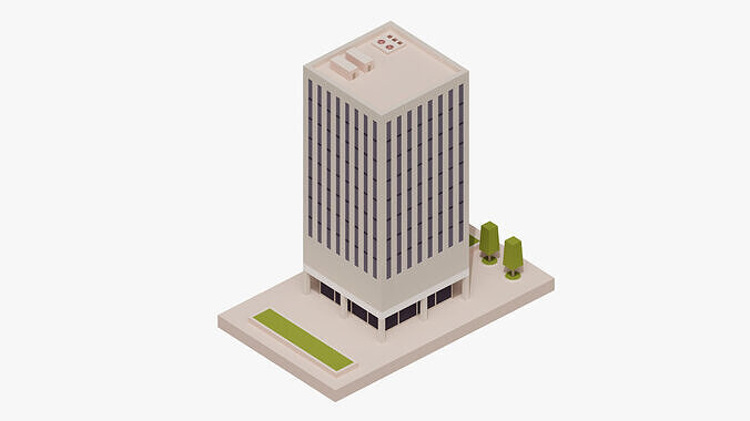 Office Building 01 Low-poly 3D model 2