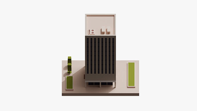Office Building 01 Low-poly 3D model 4
