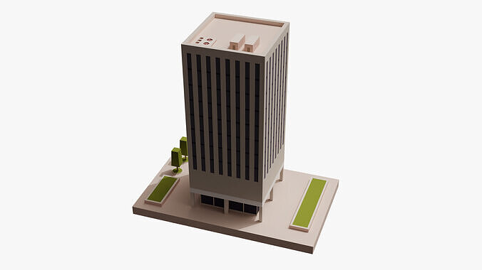 Office Building 01 Low-poly 3D model 5