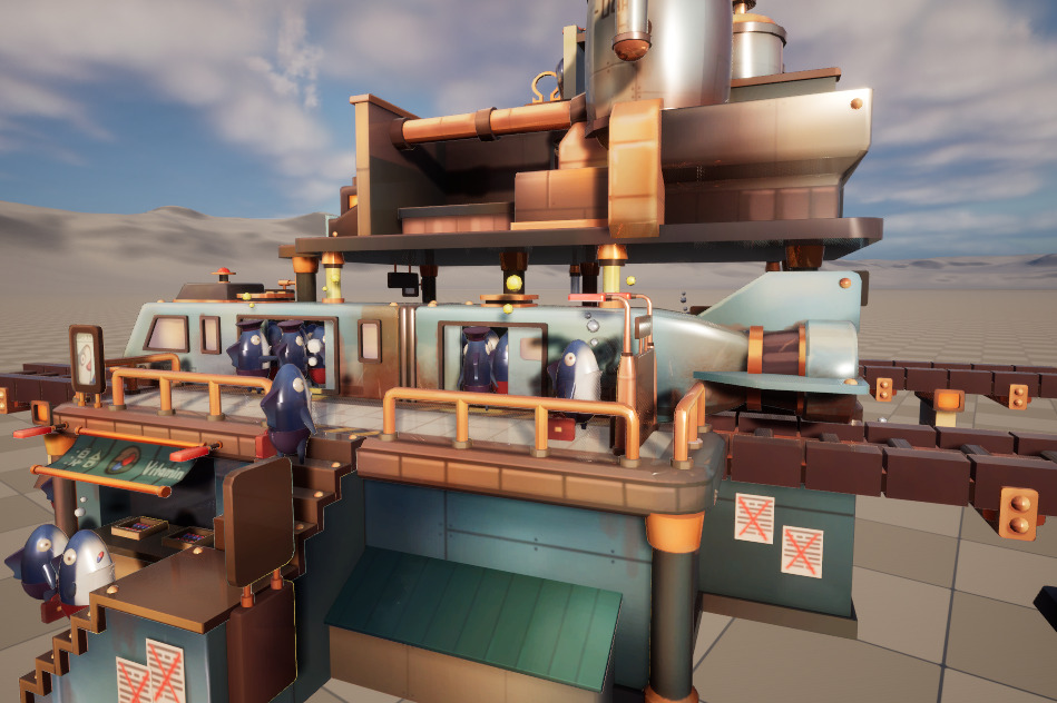 Stylish Q-version scene fishman Low-poly 3D model_4