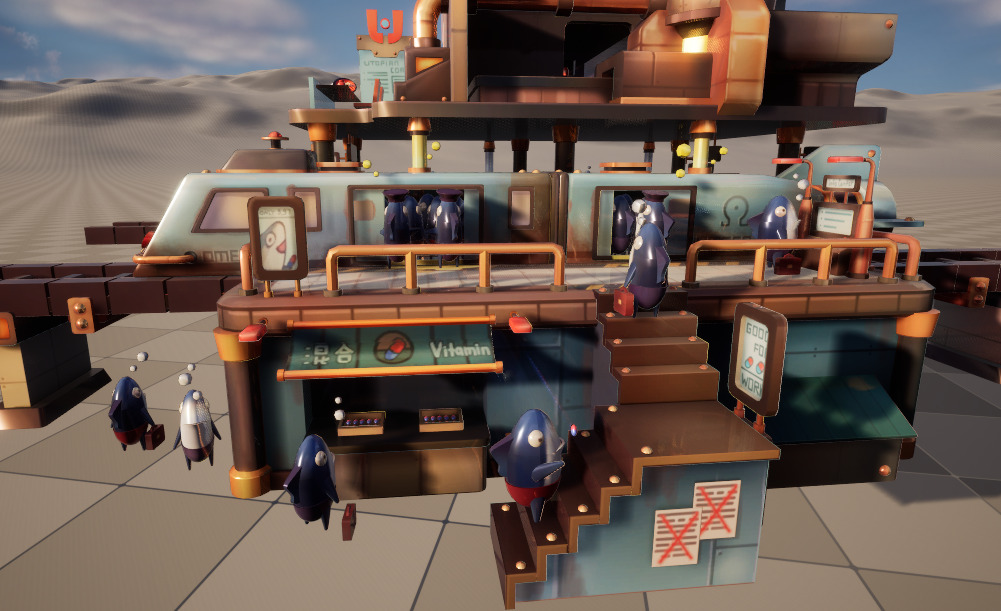 Stylish Q-version scene fishman Low-poly 3D model_2