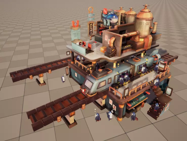 Stylish Q-version scene fishman Low-poly 3D model_0