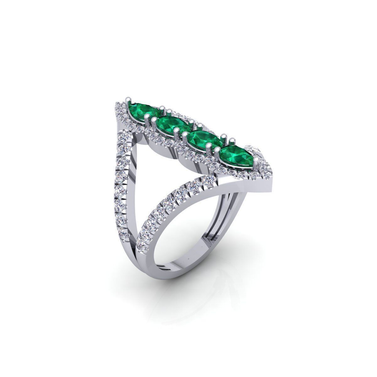 Fancy Gemstone Ring 16 3d Model and Render 3D print model 3D print model_5