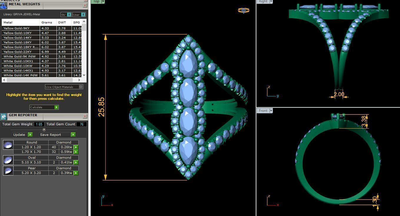 Fancy Gemstone Ring 16 3d Model and Render 3D print model 3D print model_9