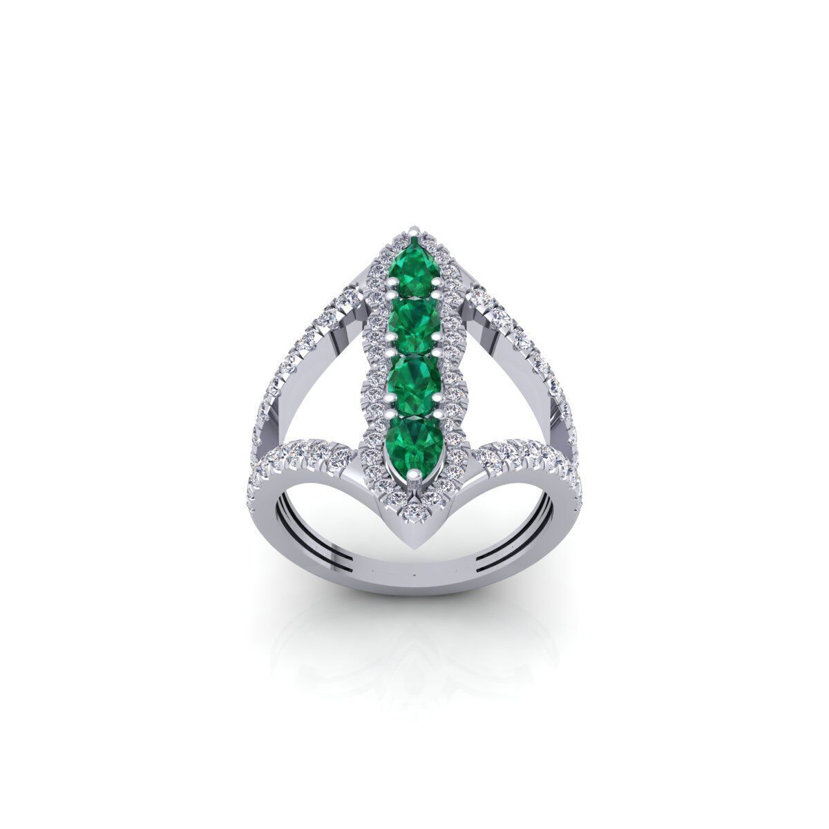 Fancy Gemstone Ring 16 3d Model and Render 3D print model 3D print model_2
