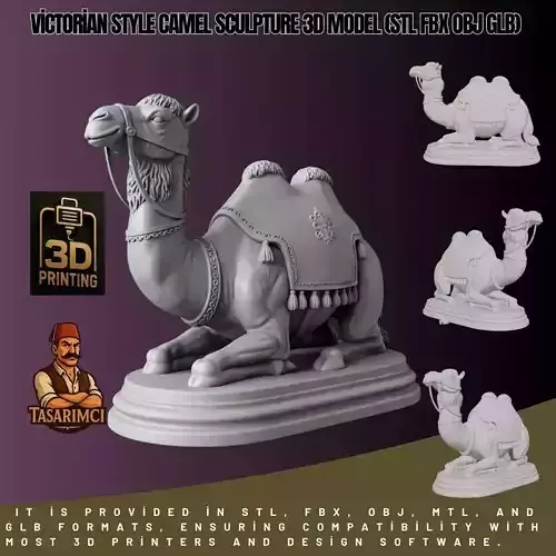 Victorian Style Camel Sculpture 3D Model STL FBX OBJ GLB 3D print model
