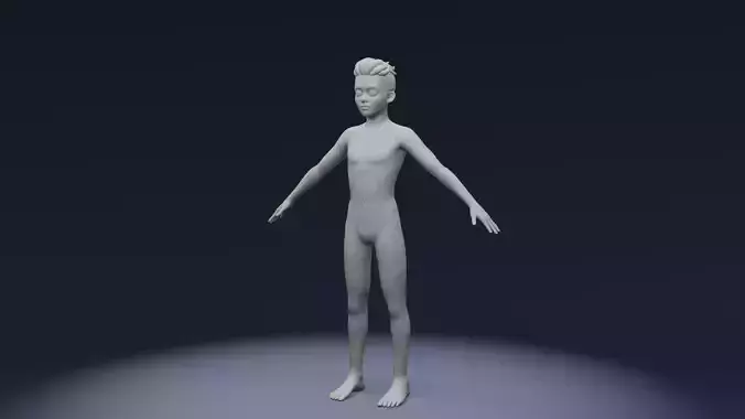Stylized Boy Body Base Mesh Rigged with IK FK Switch Low-poly 3D model