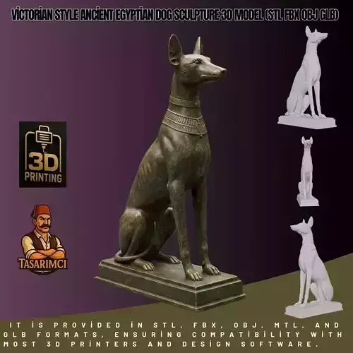 Victorian  Egyptian Dog Sculpture 3D Model STL FBX OBJ GLB 3D print model