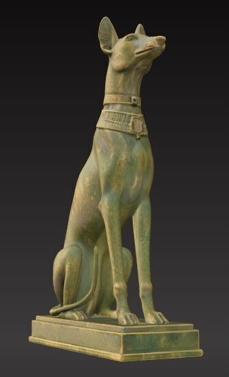 Victorian  Egyptian Dog Sculpture 3D Model STL FBX OBJ GLB 3D print model_8