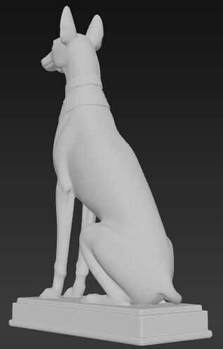 Victorian  Egyptian Dog Sculpture 3D Model STL FBX OBJ GLB 3D print model_2