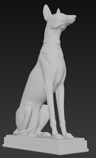 Victorian  Egyptian Dog Sculpture 3D Model STL FBX OBJ GLB 3D print model_3