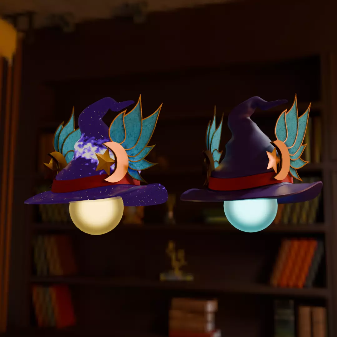 Witch Hat Lamp with Feather 3D model