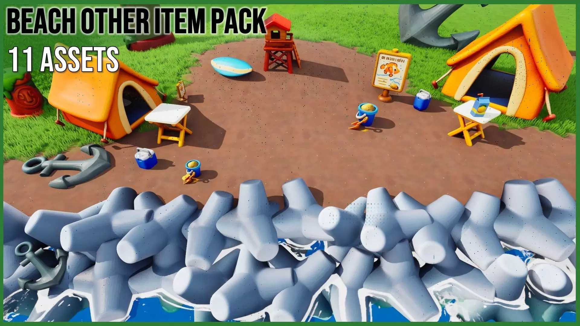 Beach Essentials Relics Low-poly 3D model_0