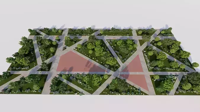 public park-Private Park Landscape 3D model