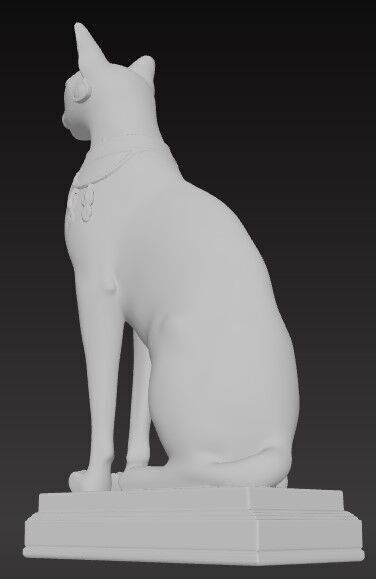 Victorian Style  Egyptian Cat Sculpture 3D Model STL FBX OBJ GLB 3D print model_10